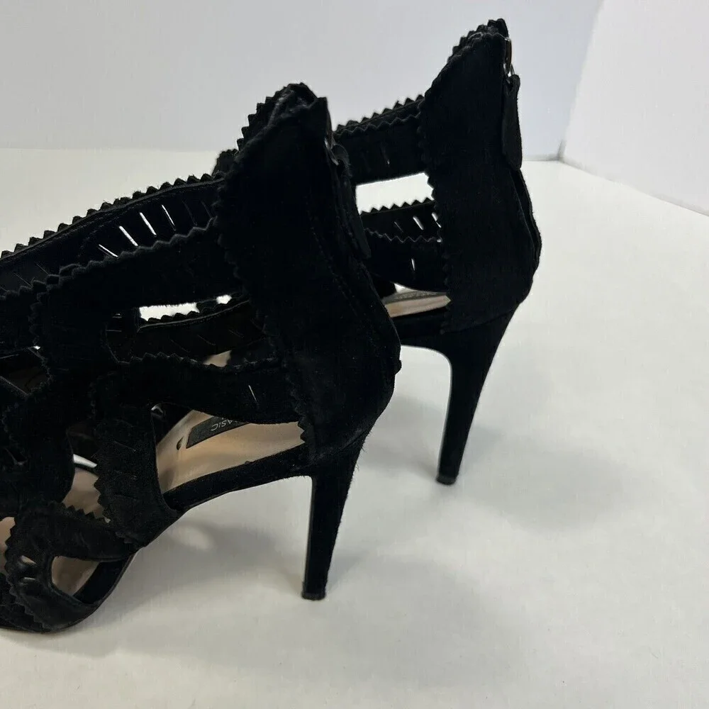 Zara Basic Collection Black Laser Cutout Peep Toe Stiletto High Heels Size 40 - Picture 5 of 11